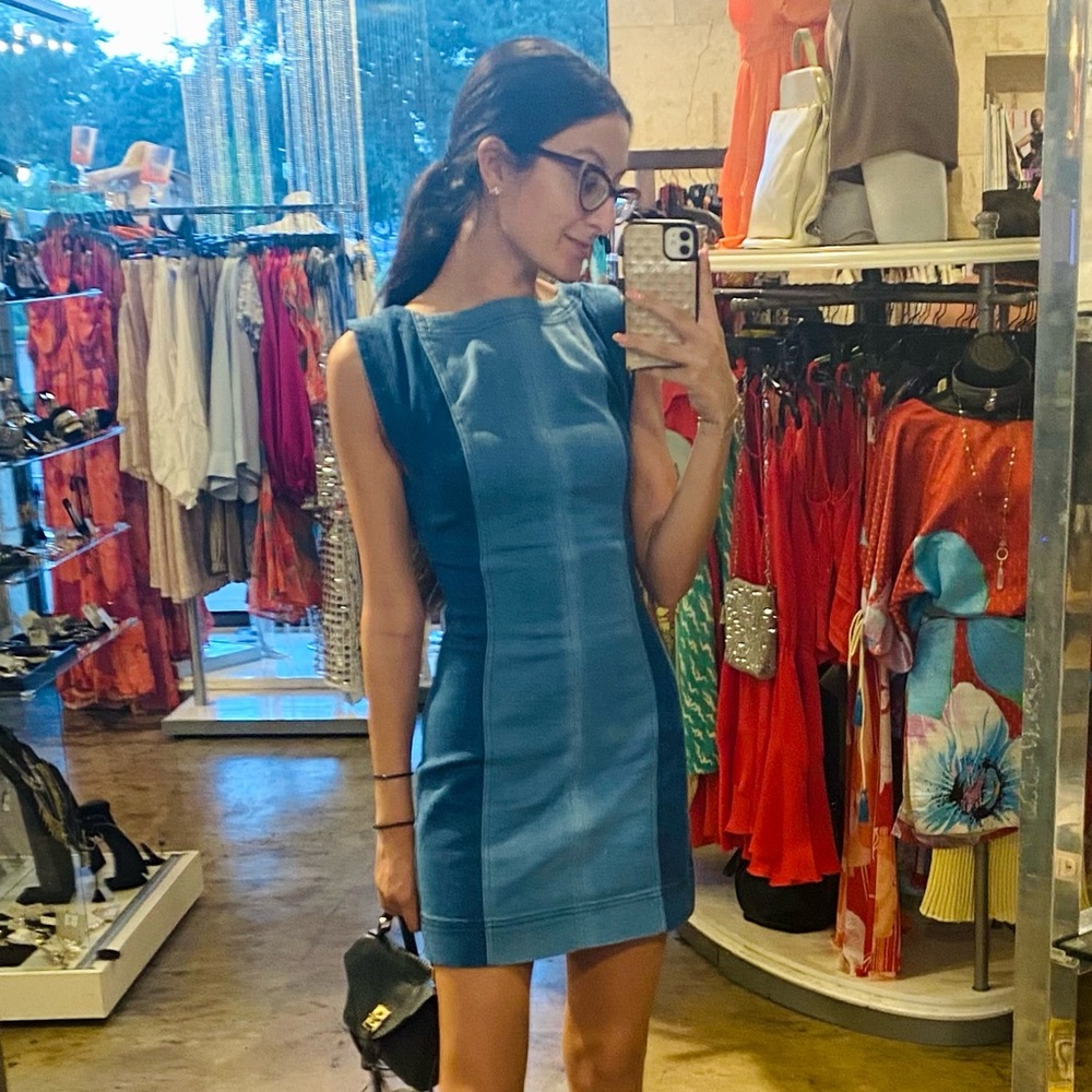 Pilcro Sleeveless Two-Tone Denim Mini Dress from Anthropologie